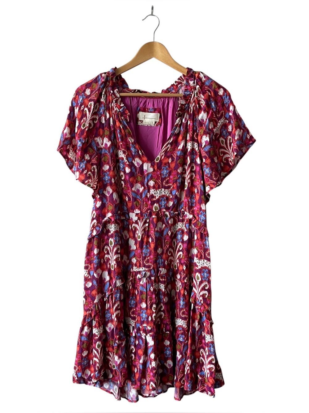 Anthropologie Robin Tiered Floral Bohemian Mini Dress Medium